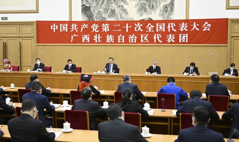 习近平同志参加党的二十大广西代表团讨